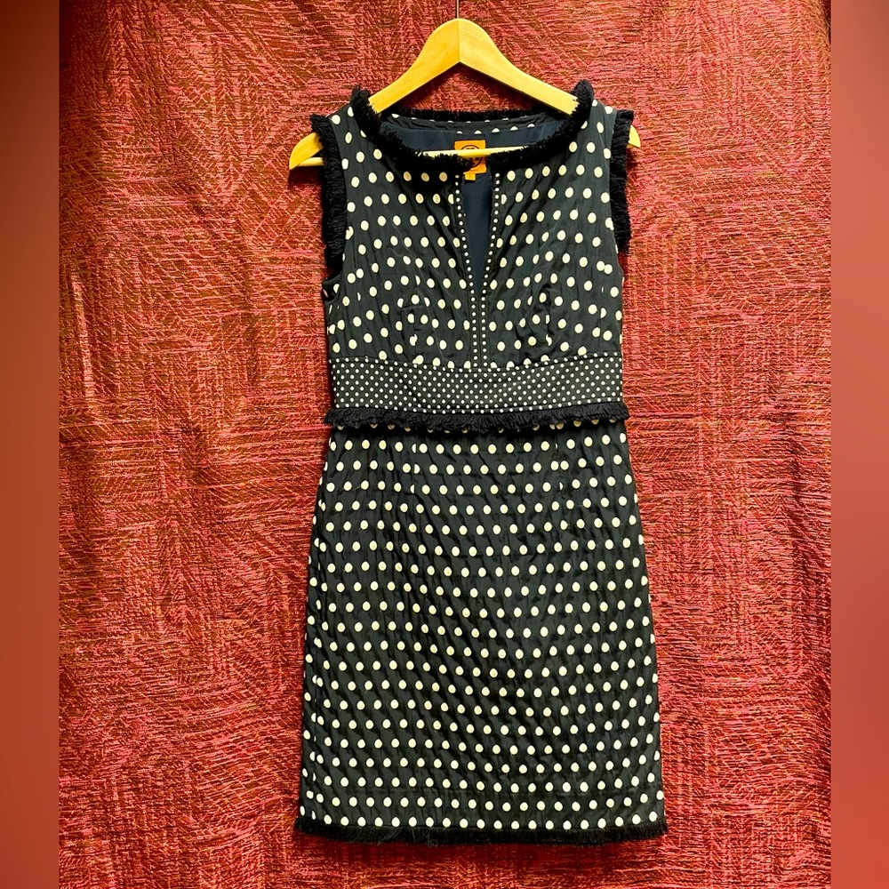 Tory Burch navy & white polka dot sheath dress
